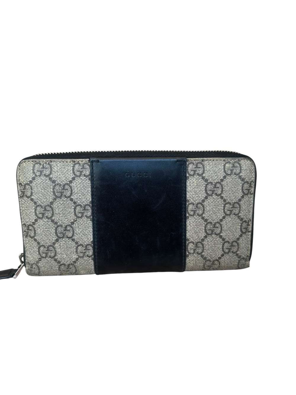 Gucci Beige GG Canvas Wallet with Black Leather Center